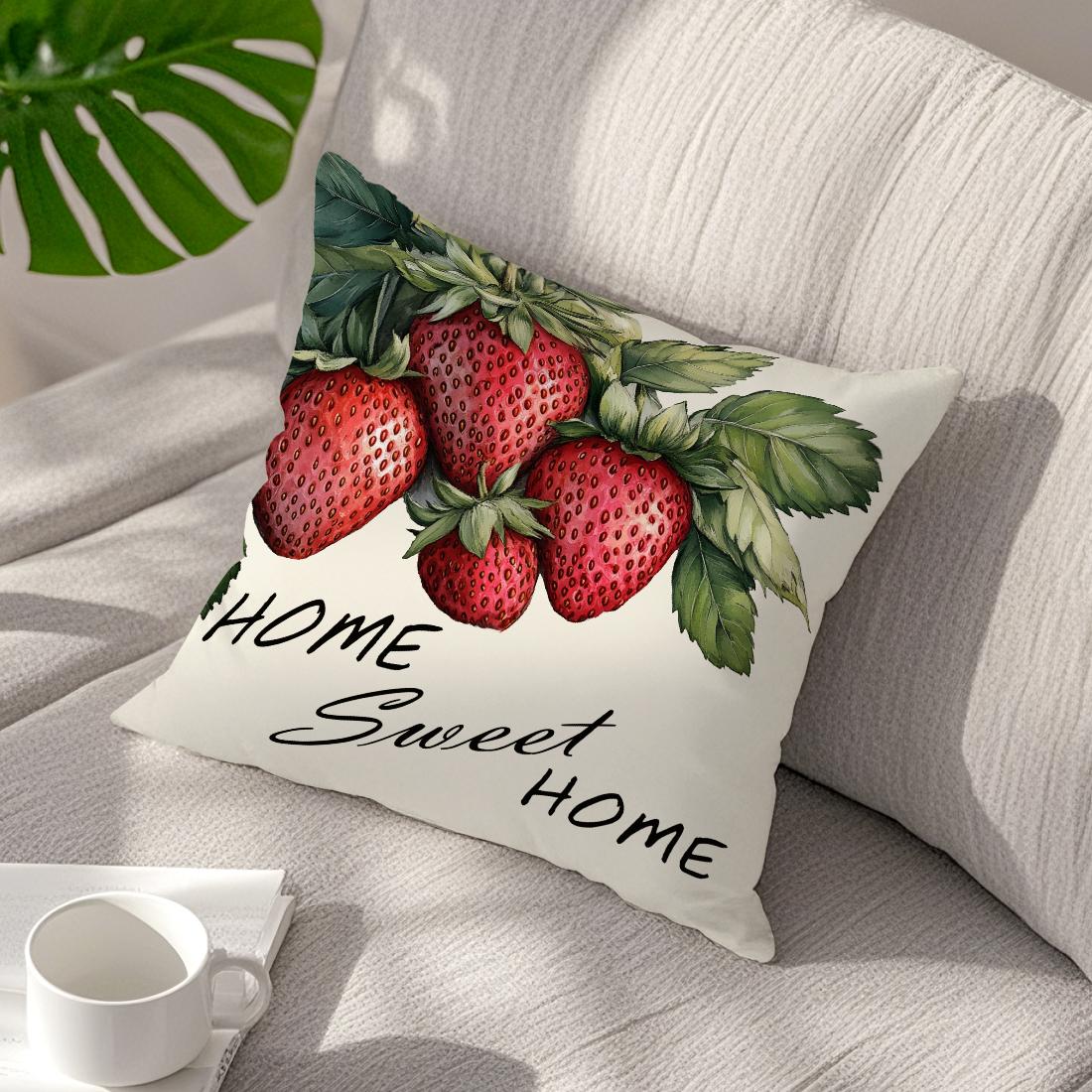 Shunika Chen Unisex Strawberry Series Pillow Case Bedroom Sofa Cushion Cover 100% Polyester Living Room Pillowcase Bedhead Throw Pillow Home Decor