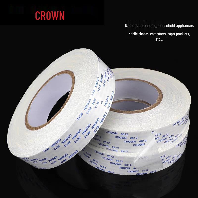 Crown 613 High-Viscosity Double-Sided Adhesive Tape for Nameplates, No-Trace, Heat-Resistant Cotton Paper