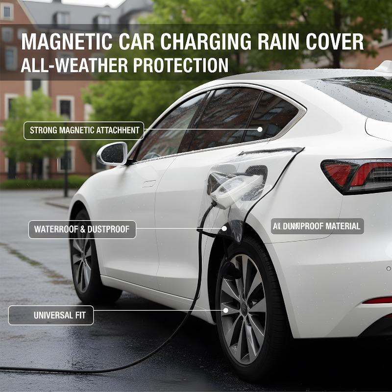 Universal Outdoor Electric Car Protective Cover Waterproof PVC Car Charger Interface Rainproof Cover Magnetic Attraction Sticker