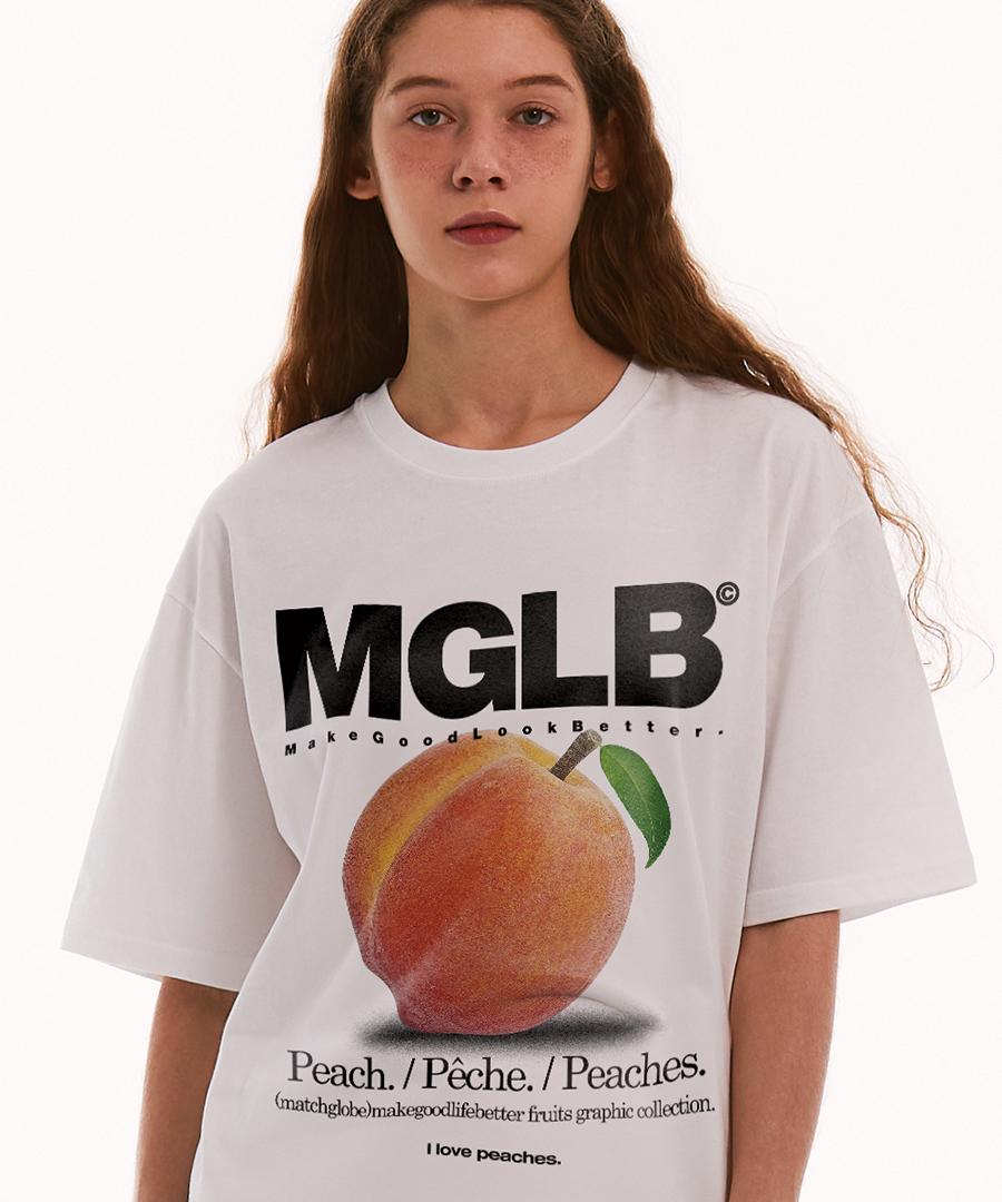Match Glove I Love Peaches Oversized Tee (White) Beige/Free