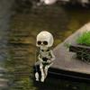 Funny Small Skeleton Fishing Sitter Resin Statues Ornaments for Home Garden Decor