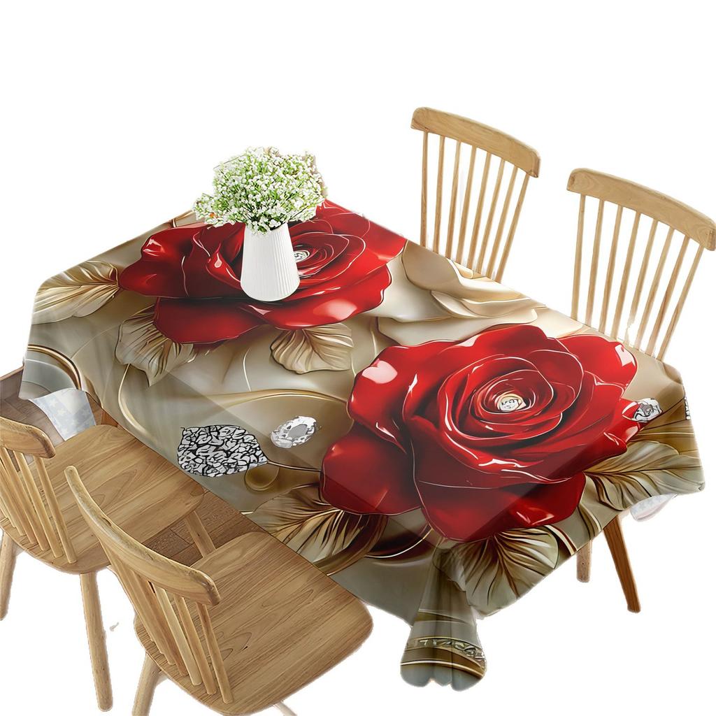New Dining Table Cloth Tablecloth Waterproof Valentine's Day Red Rectangular High-end Decorative Tablecloth Holiday