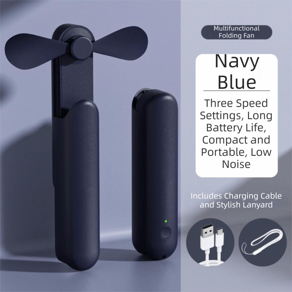 USB Charging Mini Handheld Fan Compact Body Portable Fan Retractable Handheld Fan Desk Use синий