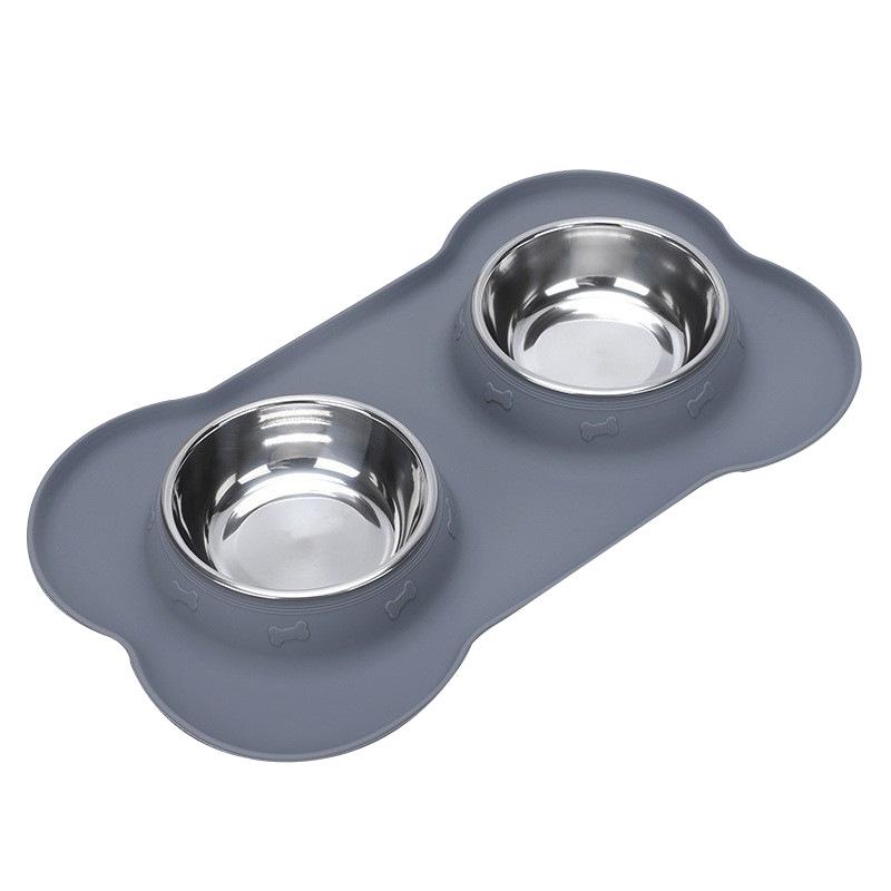 Stainless Steel Pet Dog Feeder Silicone Anti-spill Cats Dog Double Bowl Pet Feeding Drinking Water Bowls Dog Food Dispenser