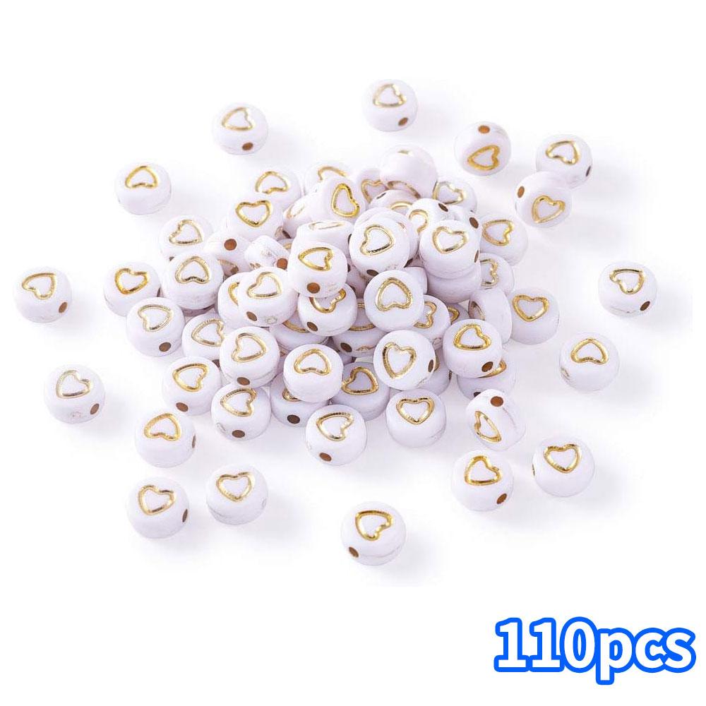 110/220/450pcs 7mm white gold acrylic heart-shaped bead flat disc coin heart-shaped small horse bead DIY bracelet necklace jewelry making supplies
