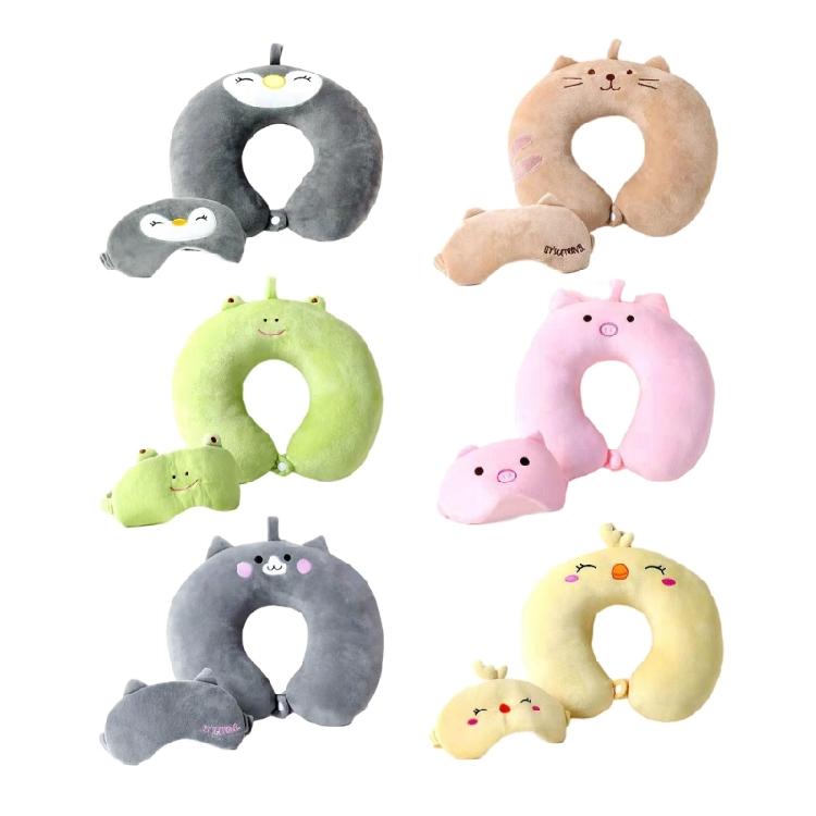 U Shaped Neck Pillow and Eye Mask Set for Sleeping, Traveling