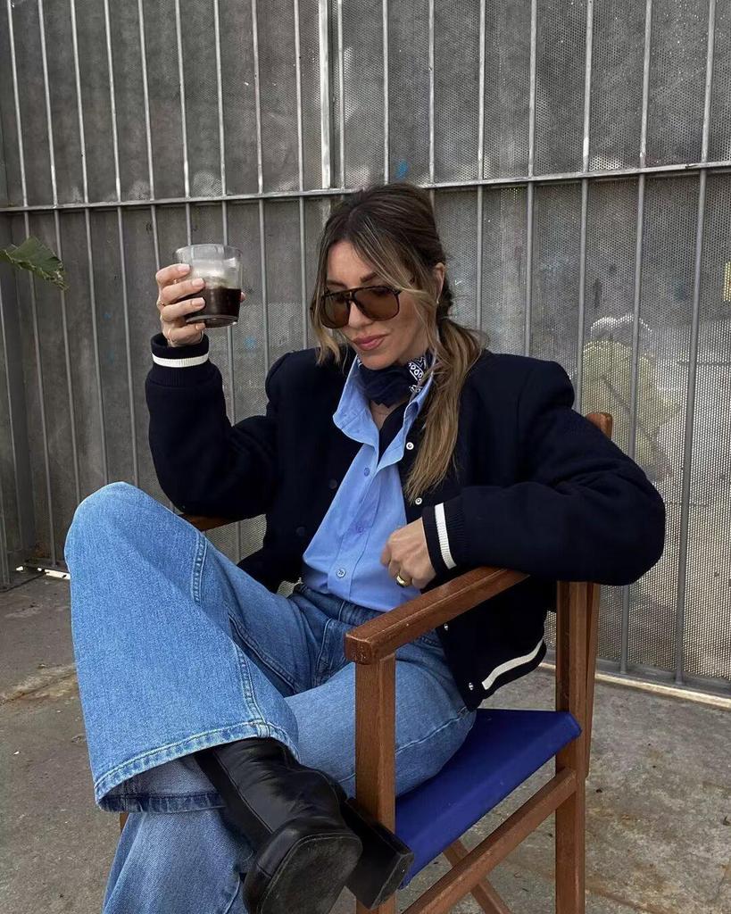 European and American Women's Casual Long-Sleeve Baseball Jacket
