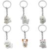 Cartoon Resin Flocked Animal Keychain - Cute Puppy, Bichon, Alpaca, Rabbit Bag Charm Pendant
