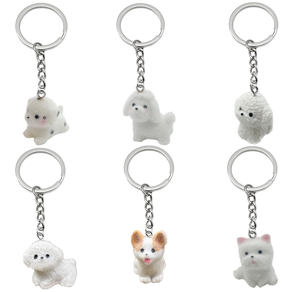 Resin Cartoon Animal Keychain: Puppy, Bichon, Border Collie, Teddy, Rabbit