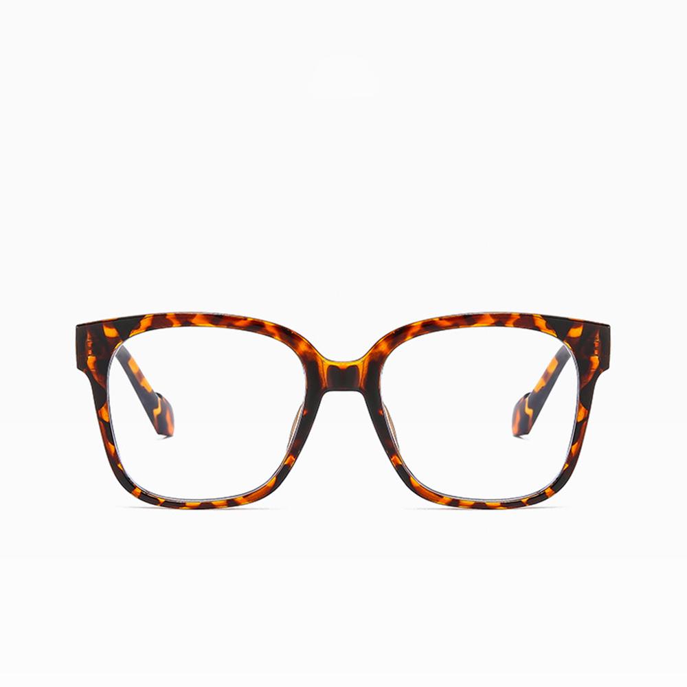Metal Trim Temples Leopard print Oversized Full-rim Square Comfortable Progressive Multifocal Reading Glasses +0.75 To +4