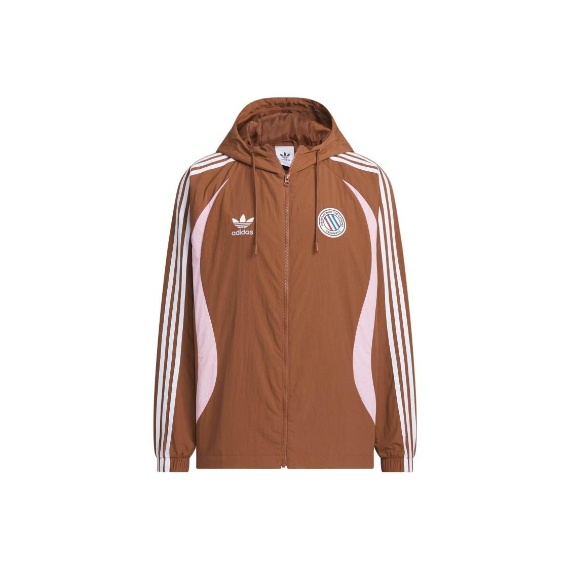 adidas Originals Men s Loose-Fit Retro Hooded Long-Sleeve Jacket, Dark Brown L
