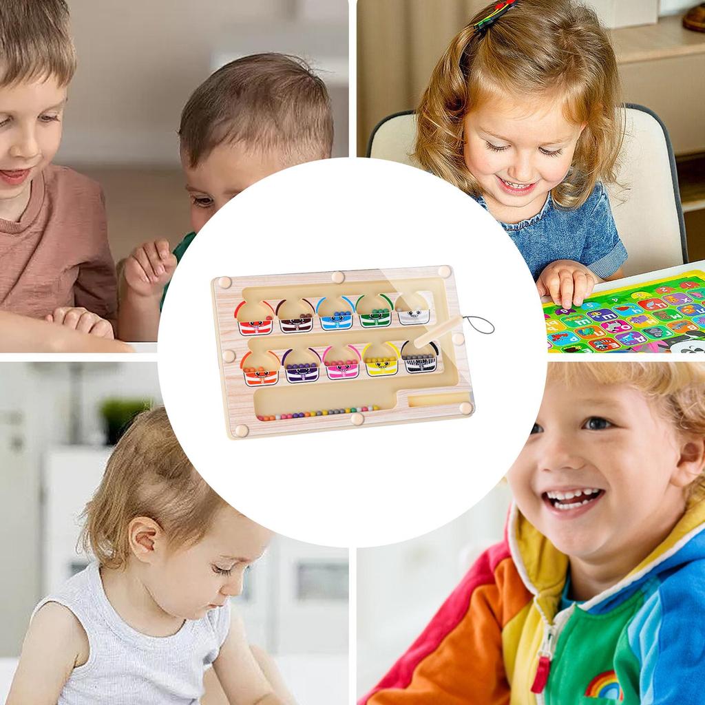 Magnetic digital bead maze toy children's pen movement iron suction early education intelligence logical thinking training game