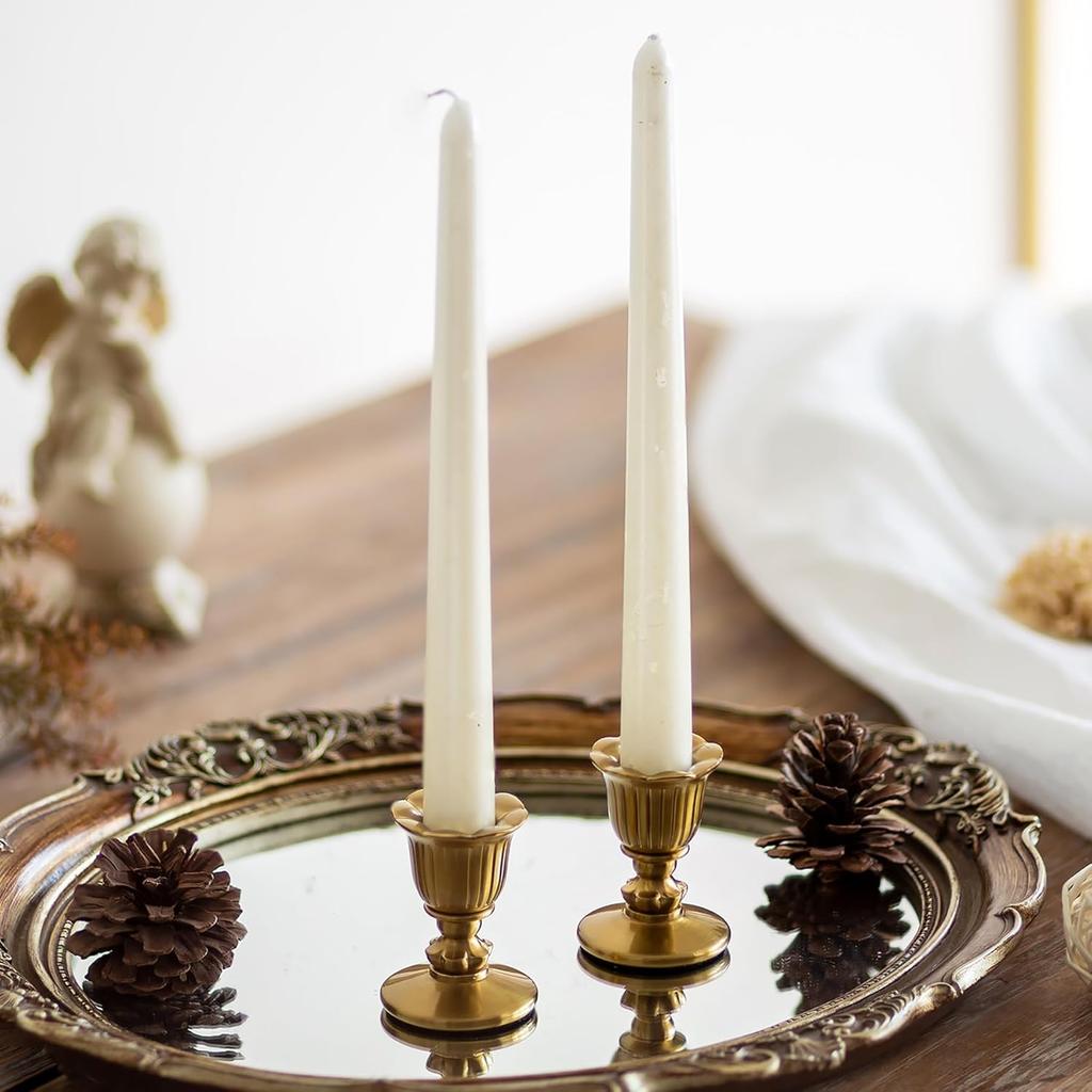 Vintage Candlestick Candle Holders Brass - Romadedi Taper Gold Candle Stick Victorian Style for Table Centerpiece Wedding Festive Christmas Mantel