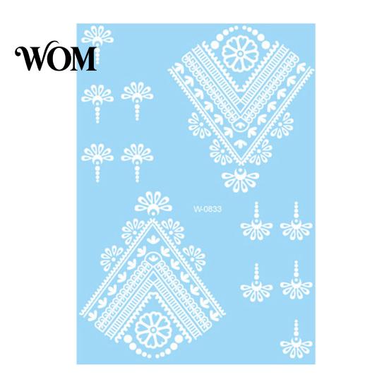 Eco-friendly Tattoo Sticker White Lace for Women, Temporary Face Body Skin-friendly Arm, Waterproof Fake Decal Wedding Party Festival Safe Tattoos
