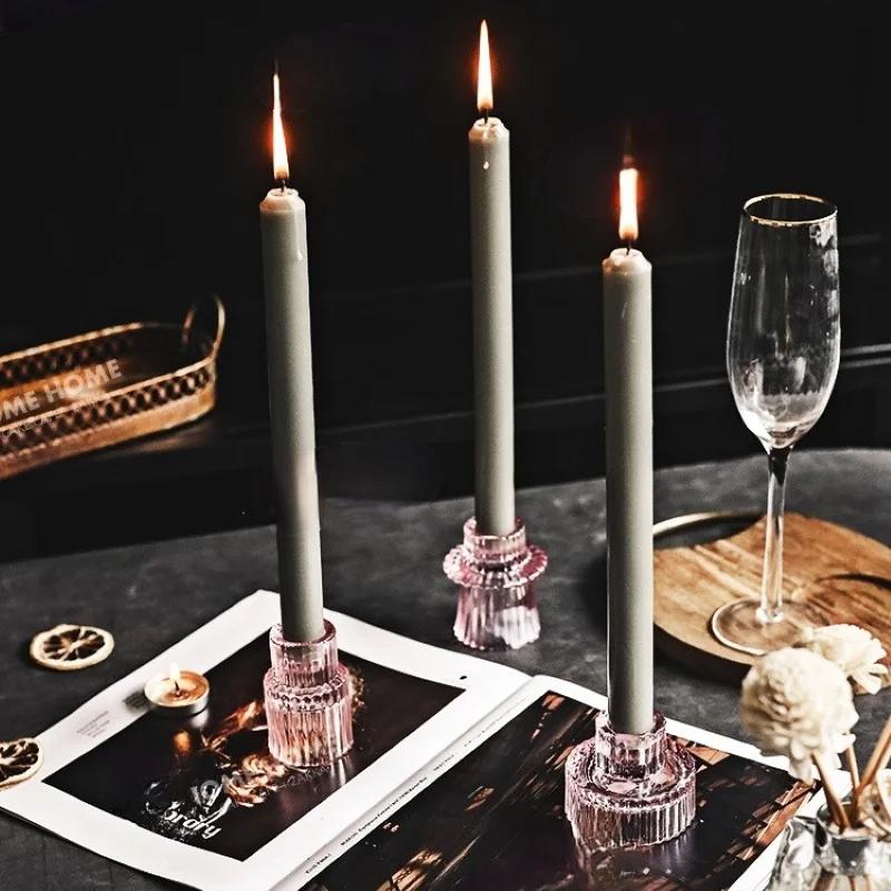 Nordic Mini Glass Candlestick European Taper Candles Holders Table Candle Stand Small Tealight candle holder Home Decoration