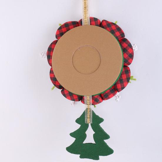 Christmas Wreath Decoration Red Artificial Poinsettias Buffalo Plaid Wreath with Star/Tree Ornament for Wall Window Porch Door Indoor Outdoor Decor