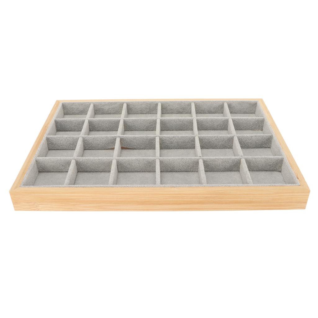 Schmuckaufbewahrungs-Präsentationsschalen Mehrzweck 24 Fächer Schmuckschale für Ring Ohrring Armreif Armband Halskette Grau