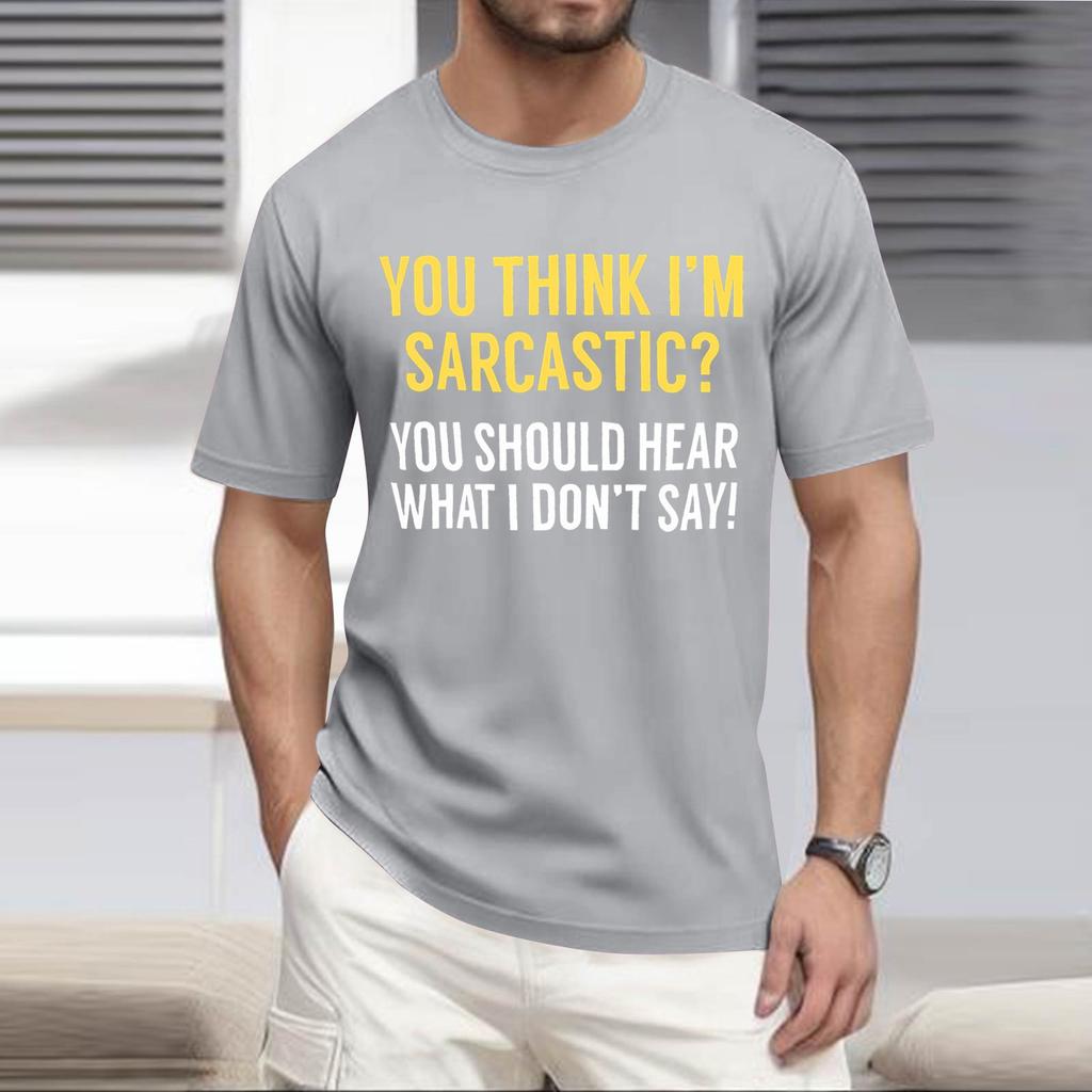 Oblíbené letní pánské tričko s kulatým výstřihem a krátkým rukávem s potiskem