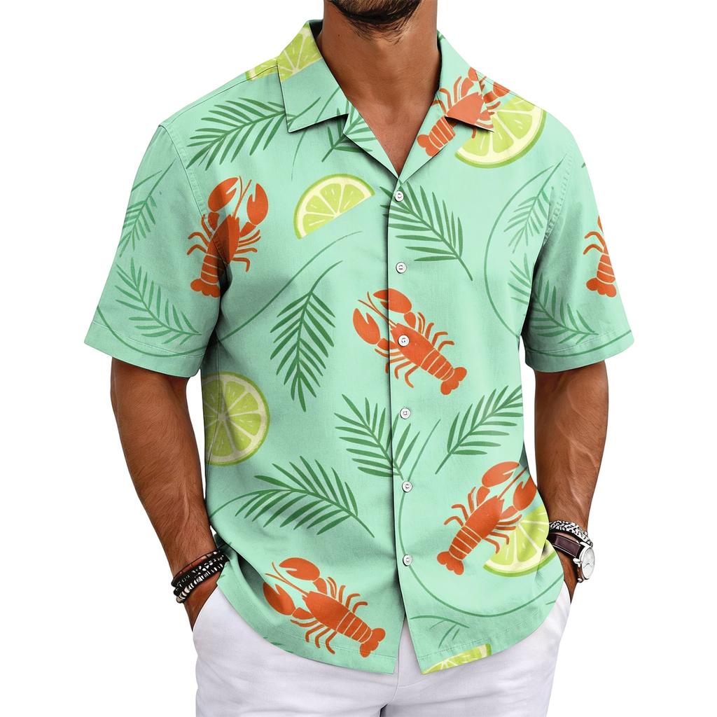 Men's Cuban Collar Shirt Hawaiian Summer Casual