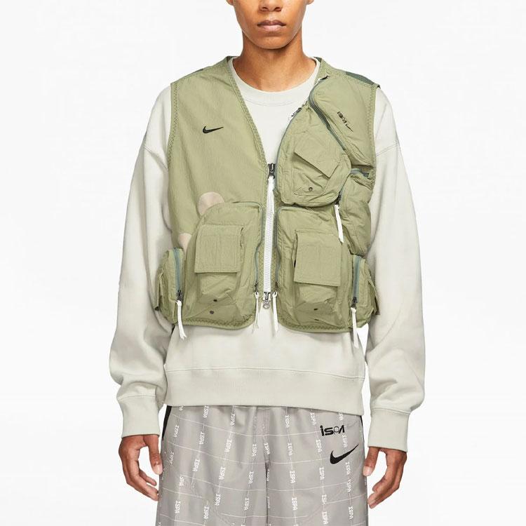 Nike ISPA Utility Vest Medium Khaki Men Outerwear Green CZ3209-205