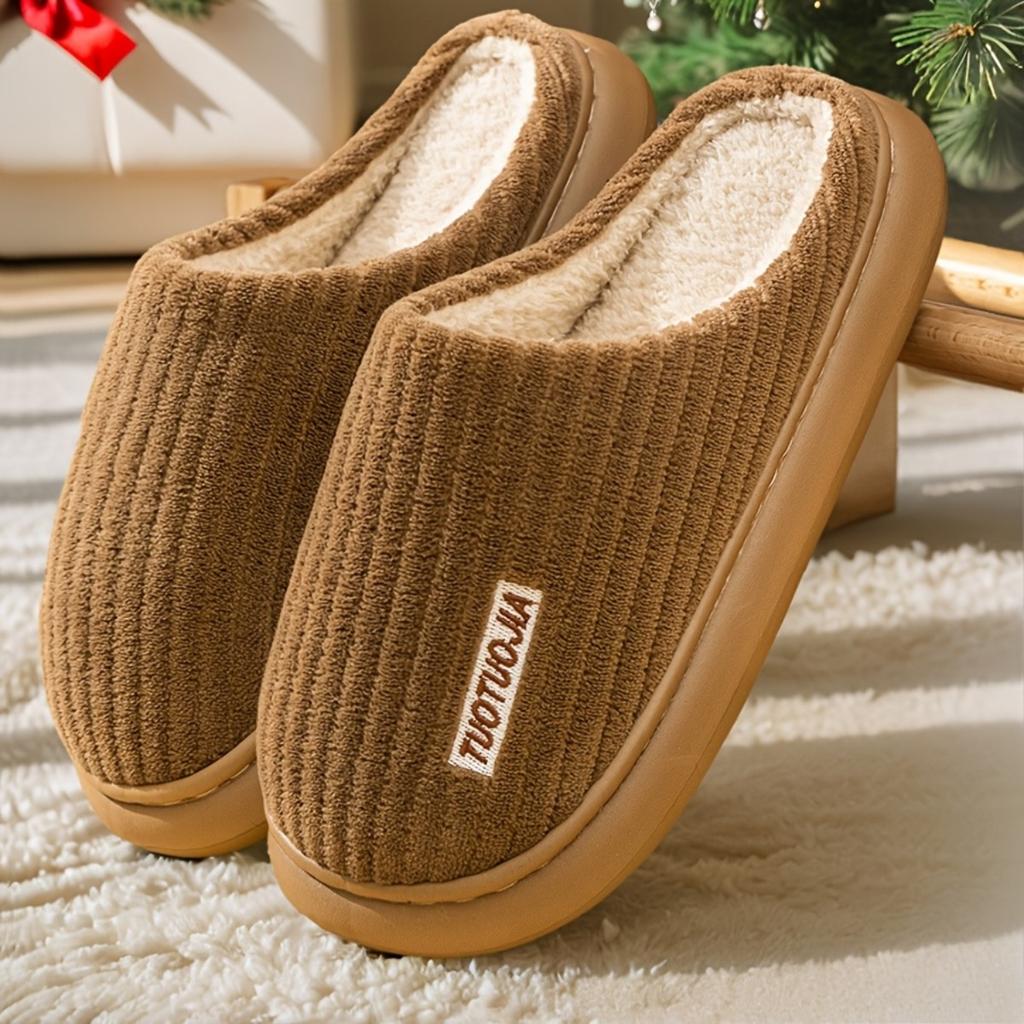 Women's Thick Bottom Striped Cloud Home Slippers Indoor Memory Foam Slip On Winter Home Shoes