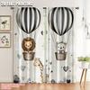 2pcs 2D Flat Printing Curtain Animal Nostalgia Experience Happy Stories of Animal Friends Giraffes Lions Versatile Fabric