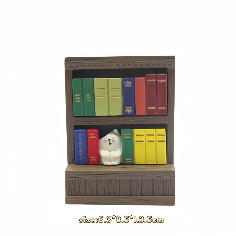 Japanese grocery zakka bookshelf reading micro scene ornament handmade DIY accessories Japanese cat resin small ornament