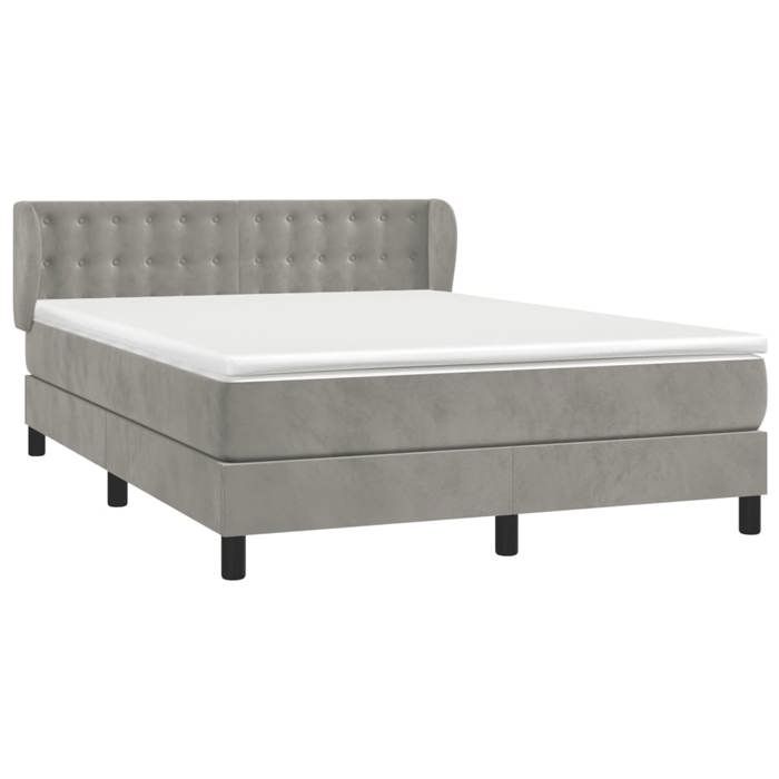 Maison Exclusive - Sommier à lattes de lit et matelas Gris clair 140x200cm Velours