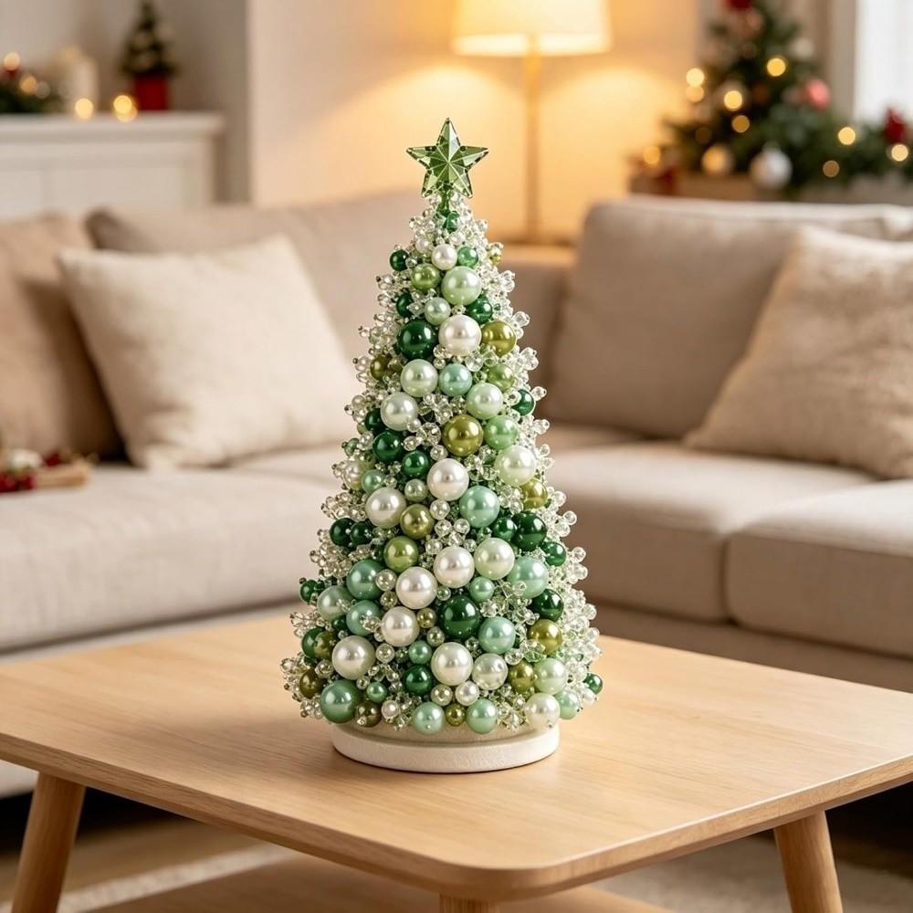 Educational Dreamy Beaded Christmas Tree DIY Kit Sparkling Mini Bead Weaving Set Beginner-Friendly