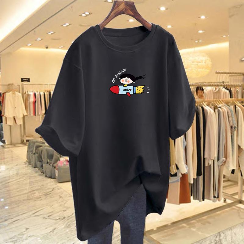 Women's Oversized Grey Cotton T-Shirt - Short Sleeve Summer 2025 Casual European Style