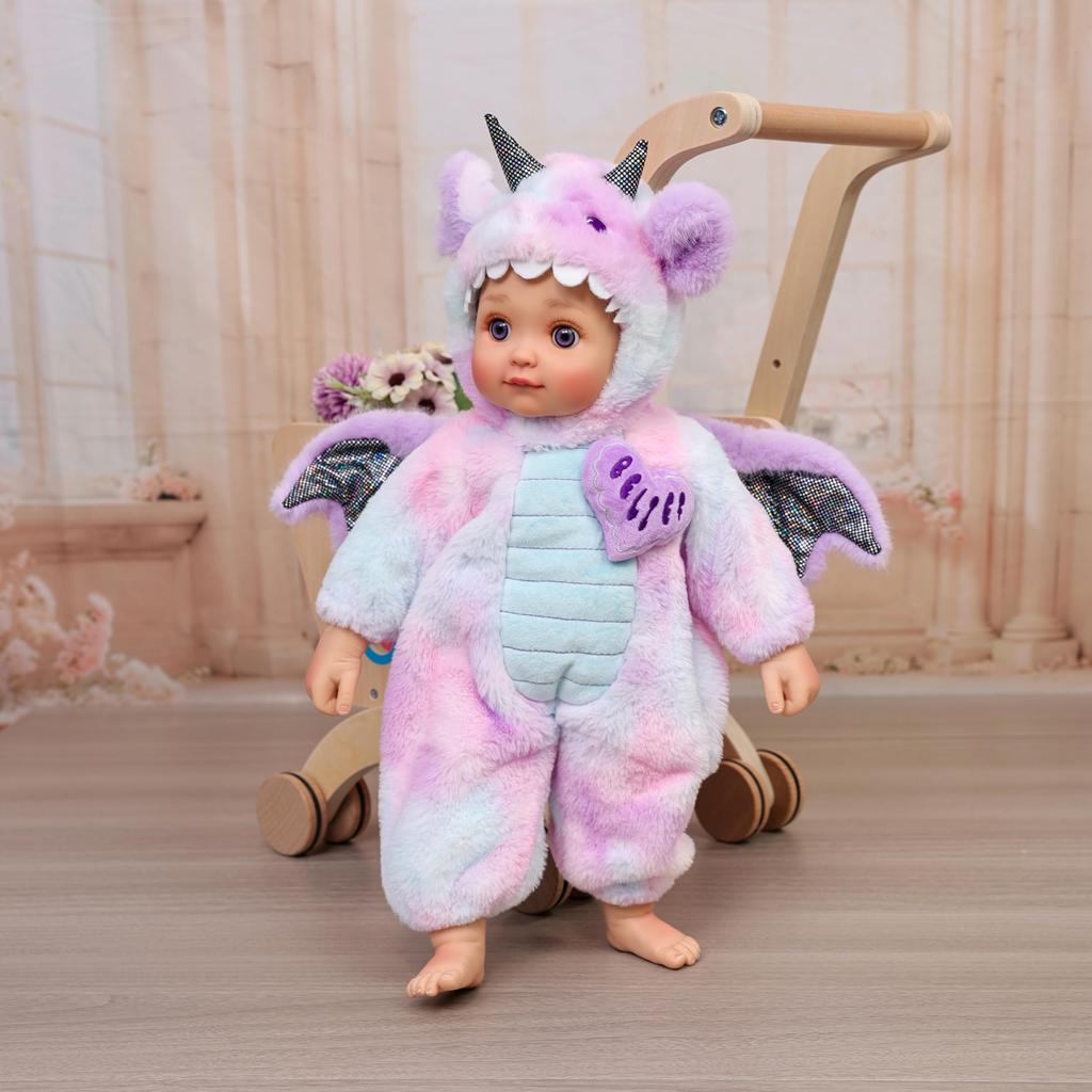 Cloveray Reborn Handmade Newborn Realistic Baby Doll with Dragon Plush Cloth Vinyl Arms and Magnetic Birthday Gift 18-inch Doll, Doll, Clothes, Body,