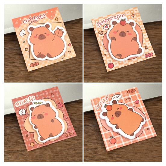 4 Pack Capybara Sticky Notepads, 30 Sheets Cute Self Sticky Notepads, Cartoon Animal Memo Pads, Adhesive Notes for Office School Students Party Favors