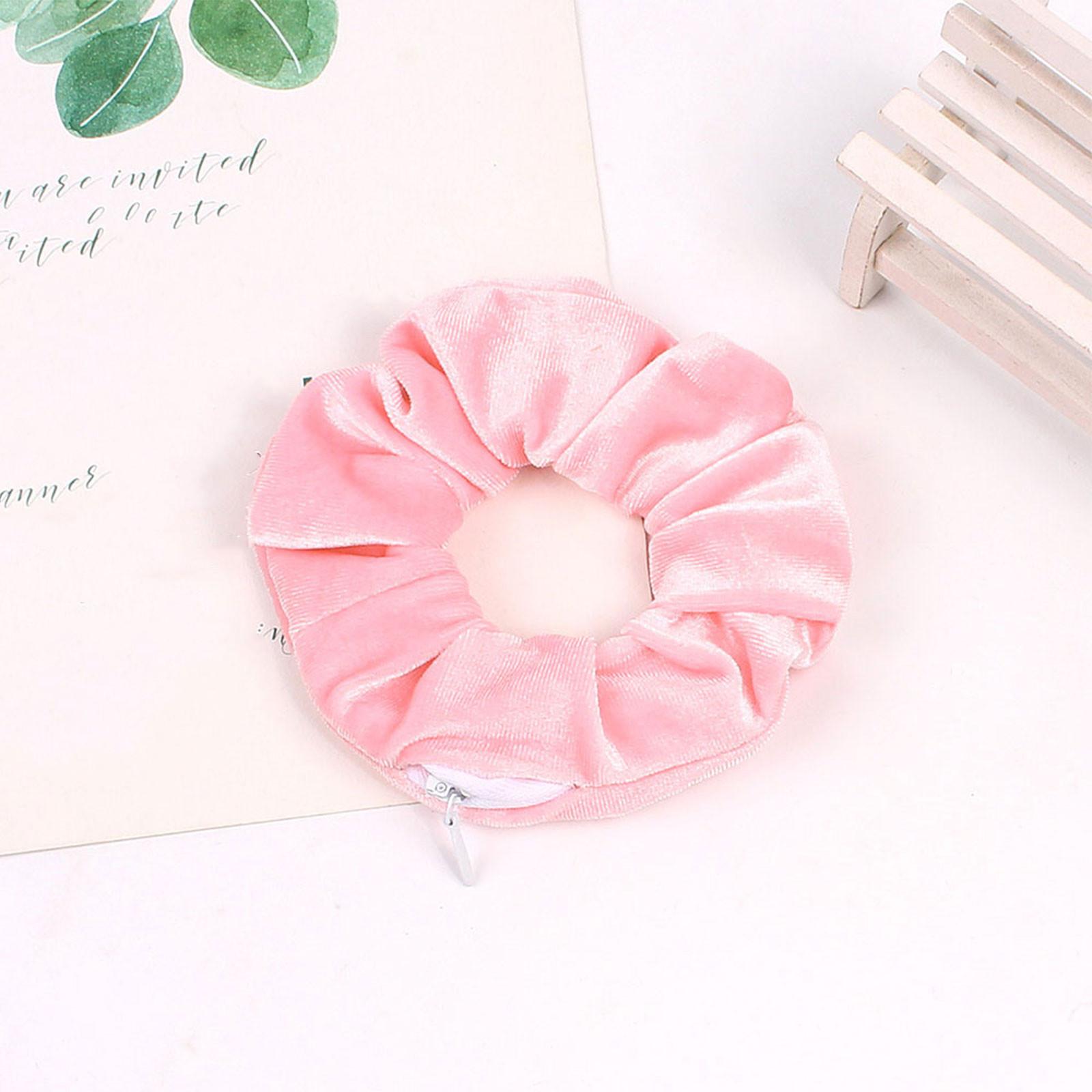 

Резинки для волос на молнии, карманные резинки для волос, бархатный браслет для волос со потайной молнией, сумка для хранения помады для ключей, эластичная лента для волос One Size