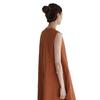Korean Sleeveless Loose Fit Cotton Linen Dress with Wide Hem