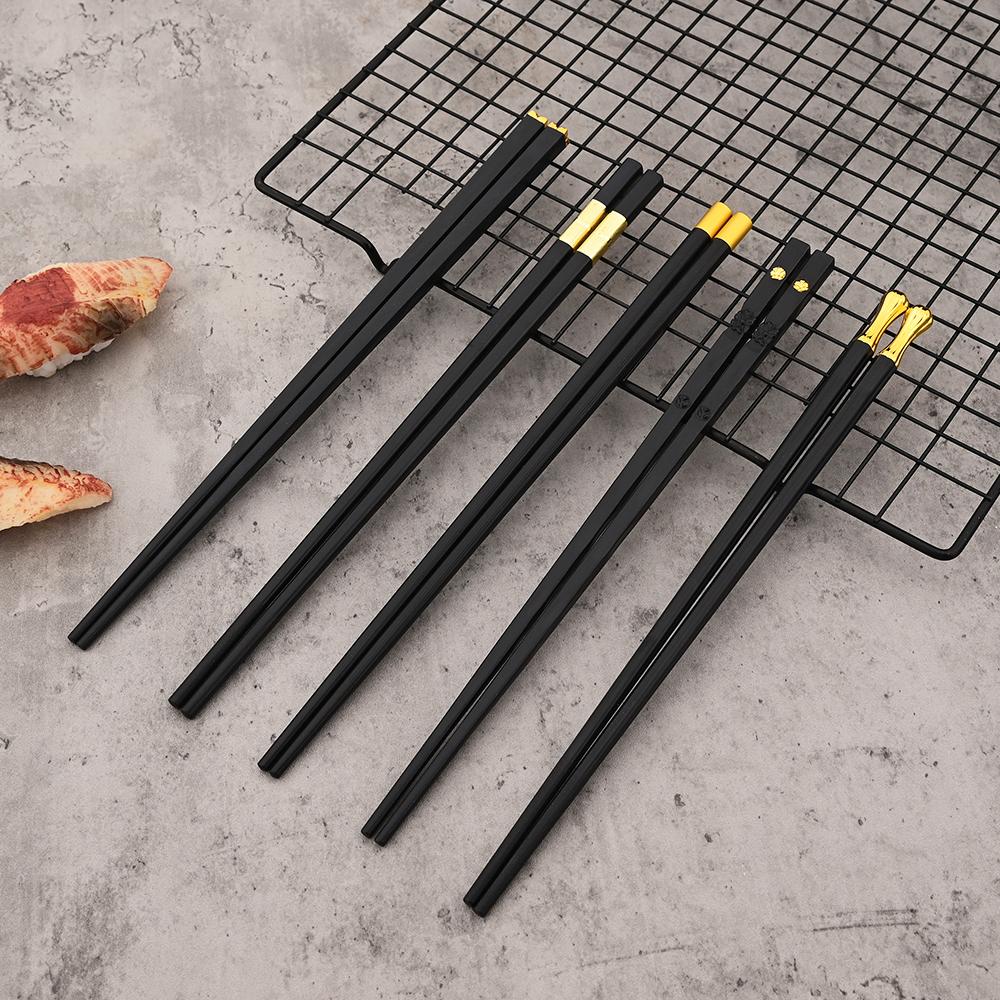 Black 5 PairsJapanese Chinese Chopsticks Black Sushi Sticks Fast Food Noodles Chopsticks Korean Tableware Kitchen Bar Supplies