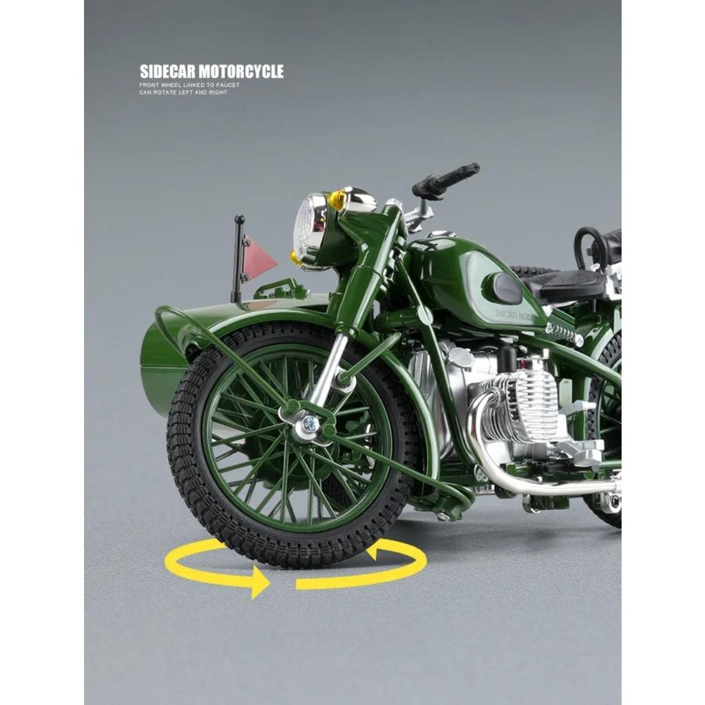 1/10 Motocykl Trójkołowy Stop Die-Cast Model Motocykla Zabawka Pojazd Kolekcja Dźwięk i Światło Terenowy Autocykl Zabawki Samochód