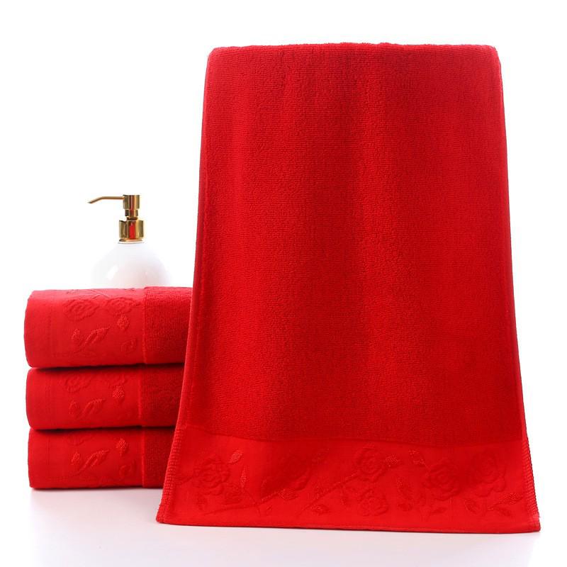 Large Red Wedding Towel with Embroidered Logo - Adult Face Towel for Wedding Return Gifts 70x36 cm красный