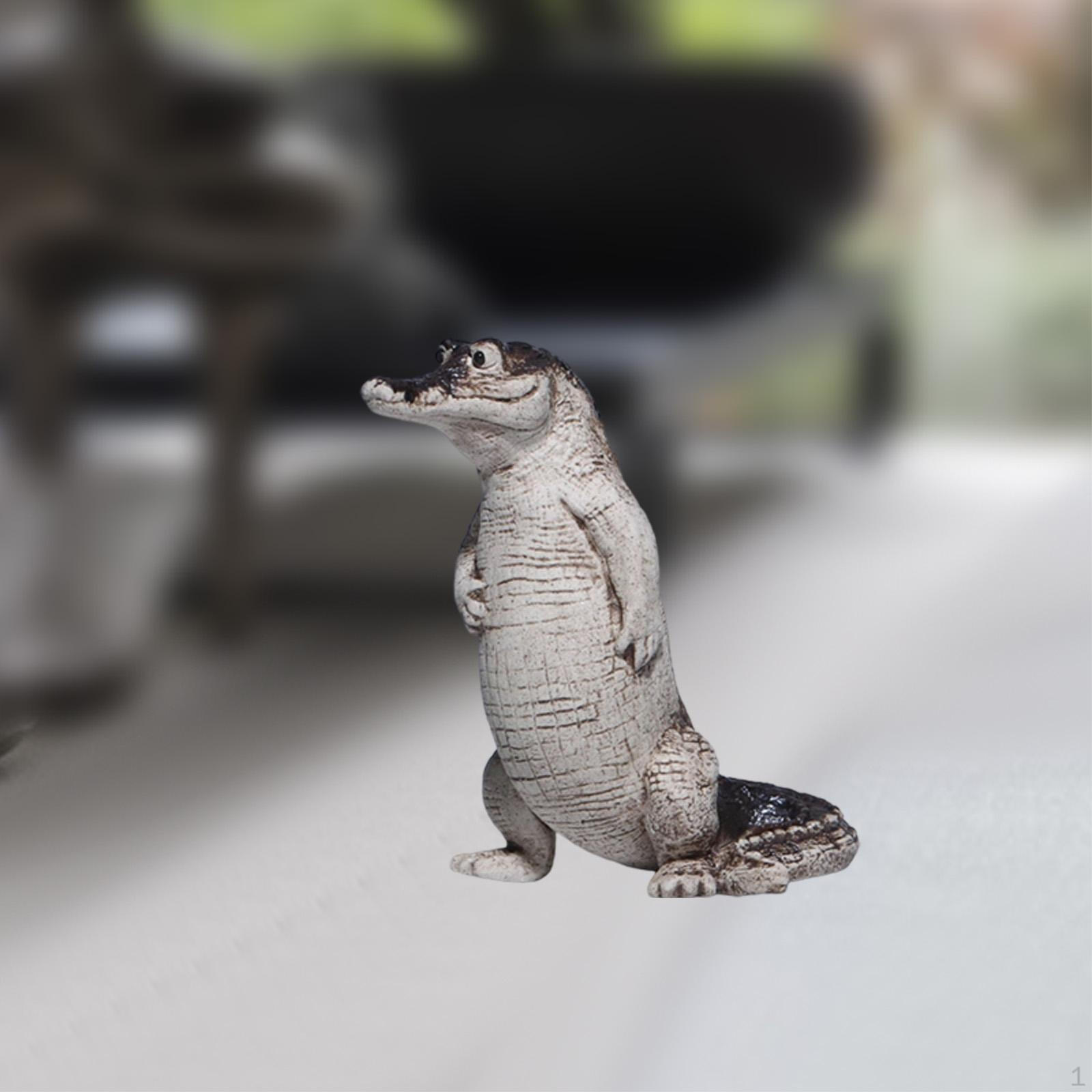 Crocodile Figurine Animal Ornament, Craft, Centerpiece Sculpture Cute Decorative Statue Tea Pet for