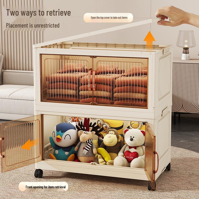 Premium Foldable Toy & Clothes Storage Cabinet - No Assembly, Multi-Layer, Large Capacity