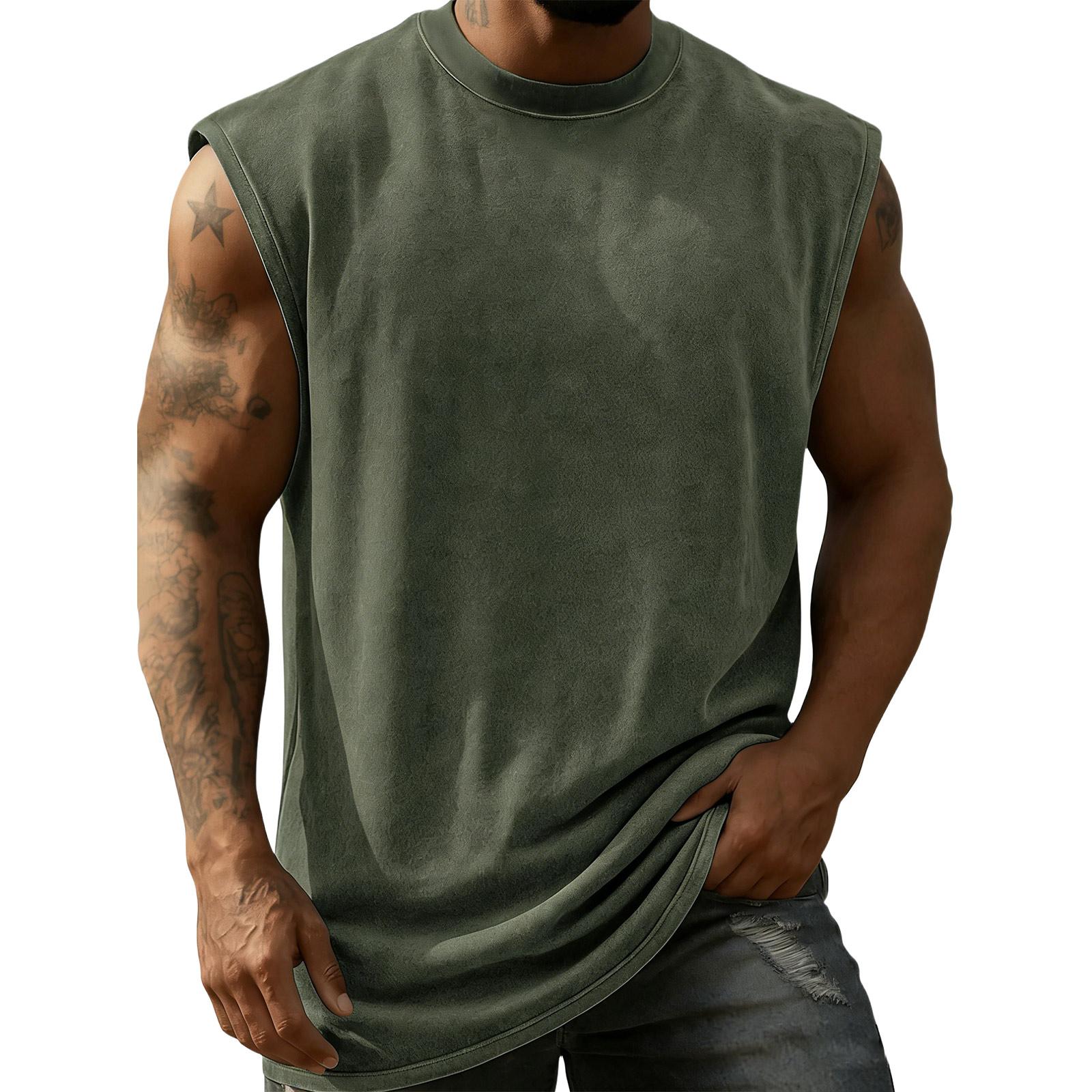 Мужская безрукавка Мужская повседневная модная спортивная безрукавка L армия зеленый
