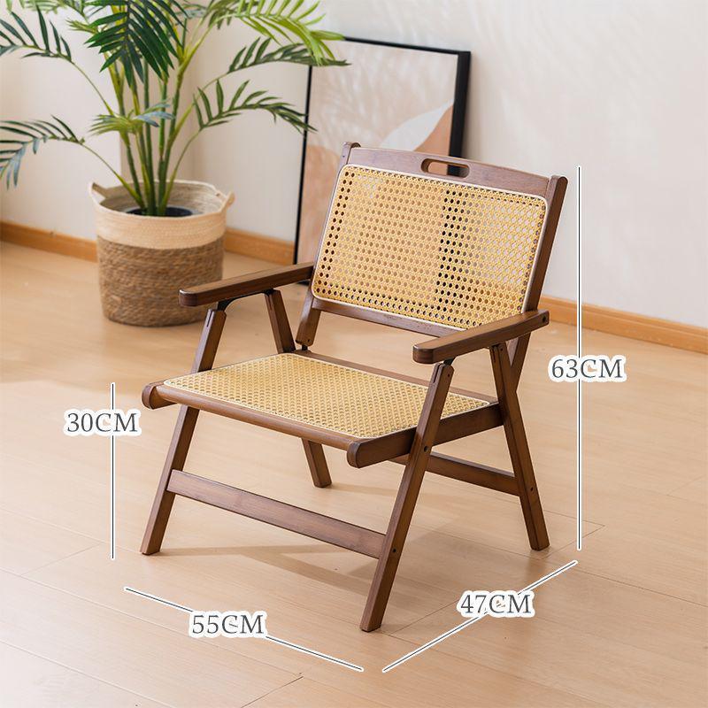 Vintage Style Portable Foldable Rattan Chair with Backrest for Home, Balcony, and Outdoor Leisure