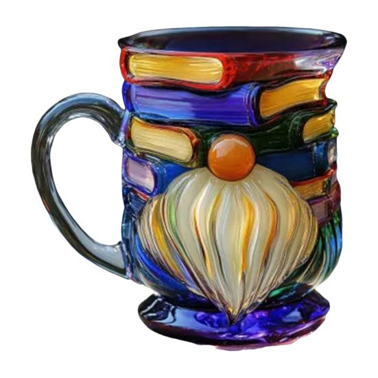 

Расписанная кружка-книга Гном 325 мл Забавная кружка-гном Стеклянная кружка для воды для любителей книг Семья Друзья Учителя Уникальная посуда для напитков для дома и офиса A