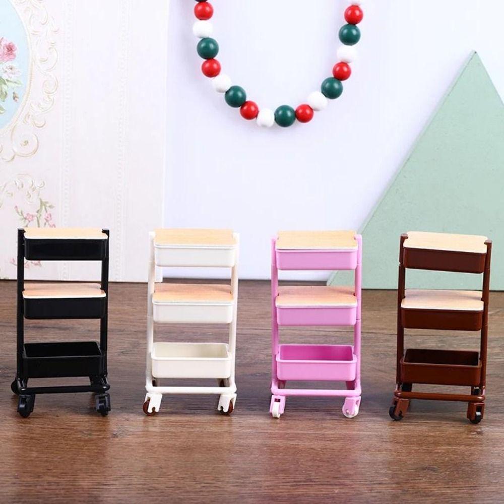 With Wheel 1:12 Dollhouse Trolley 6 Styles Storage Shelf Model  Kitchen Furniture Accessories