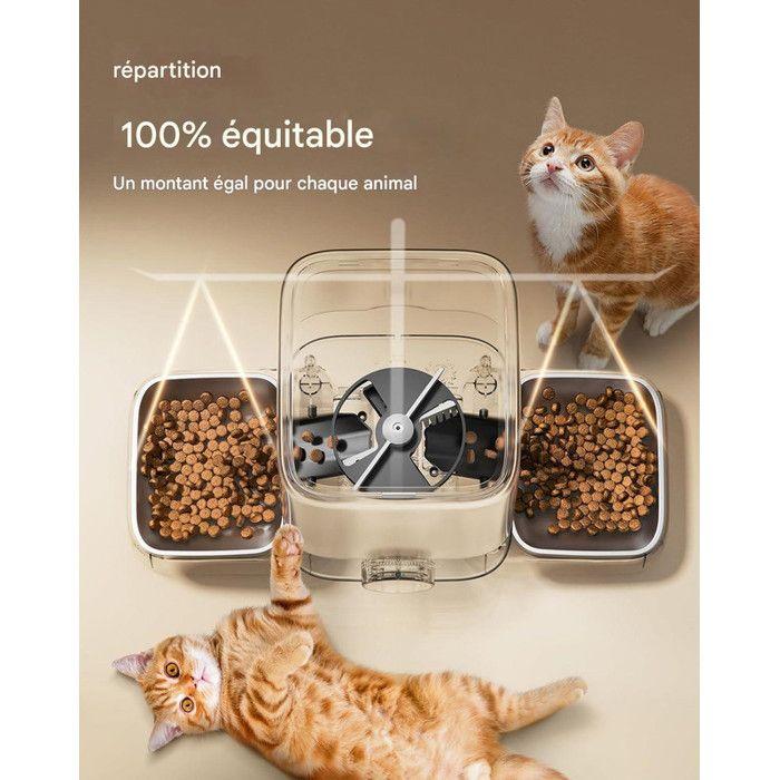 Distributore automatico di crocchette - ONEISALL - PF10 - 5L, 2 ciotole - Acciaio inossidabile 304 - 1–6 pasti/giorno