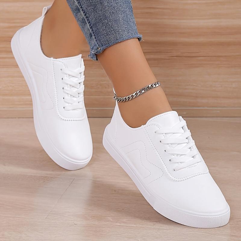 Women's Minimalist Low-Top Sneakers - Lace-Up Round Toe Casual Shoes with Soft & Cushioned Sole for Daily Wear, Hand Washable Outfits