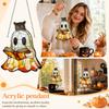 2D Acrylic Ghost Pendant with Cat and Book Design Hanging Decoration for Home Window or Wall Display Halloween Theme