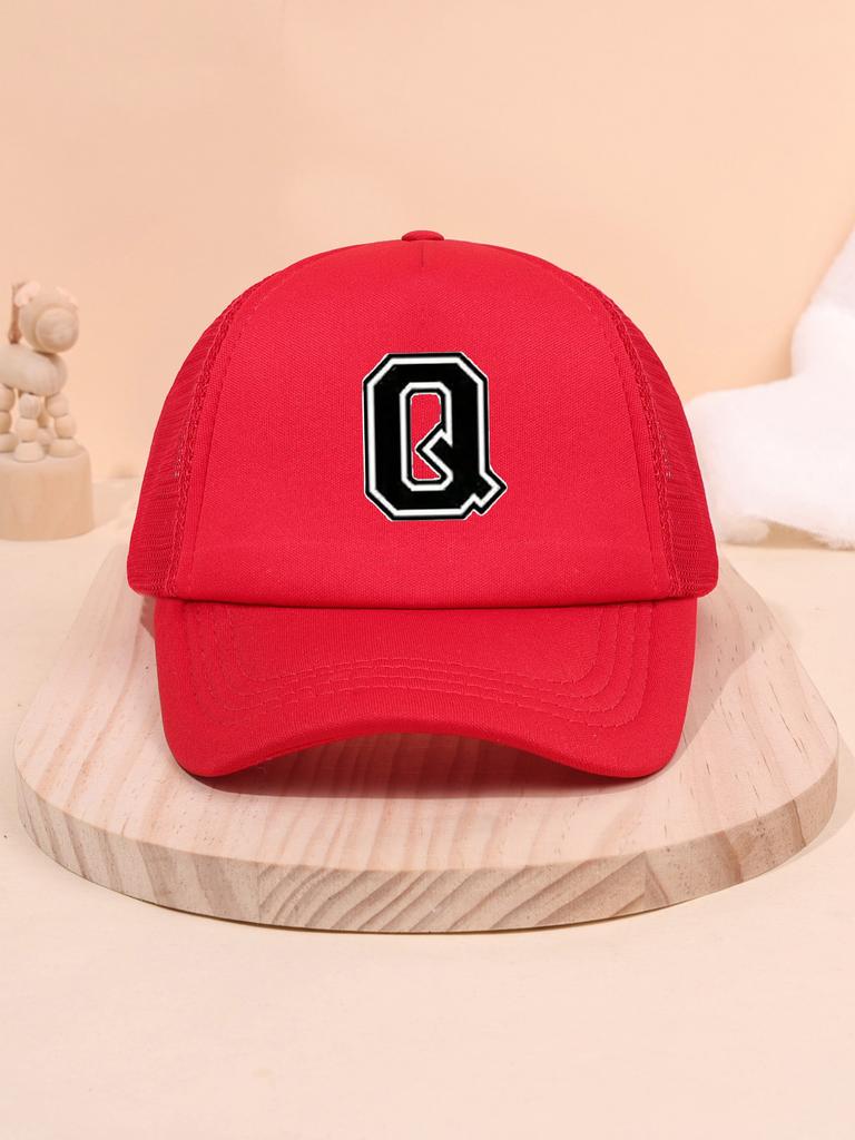 1pc children's letter A-Z sunshade baseball cap, spring and summer mesh breathable truck driver cap suitable for outdoor