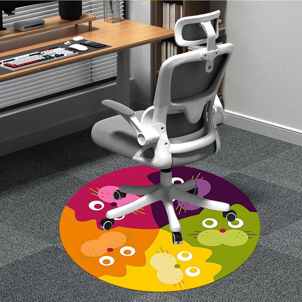 1pc Colorful Cats Office Round Area Rug, Under Office Chairs Bedroom Living Room Home Decor, Room Deco