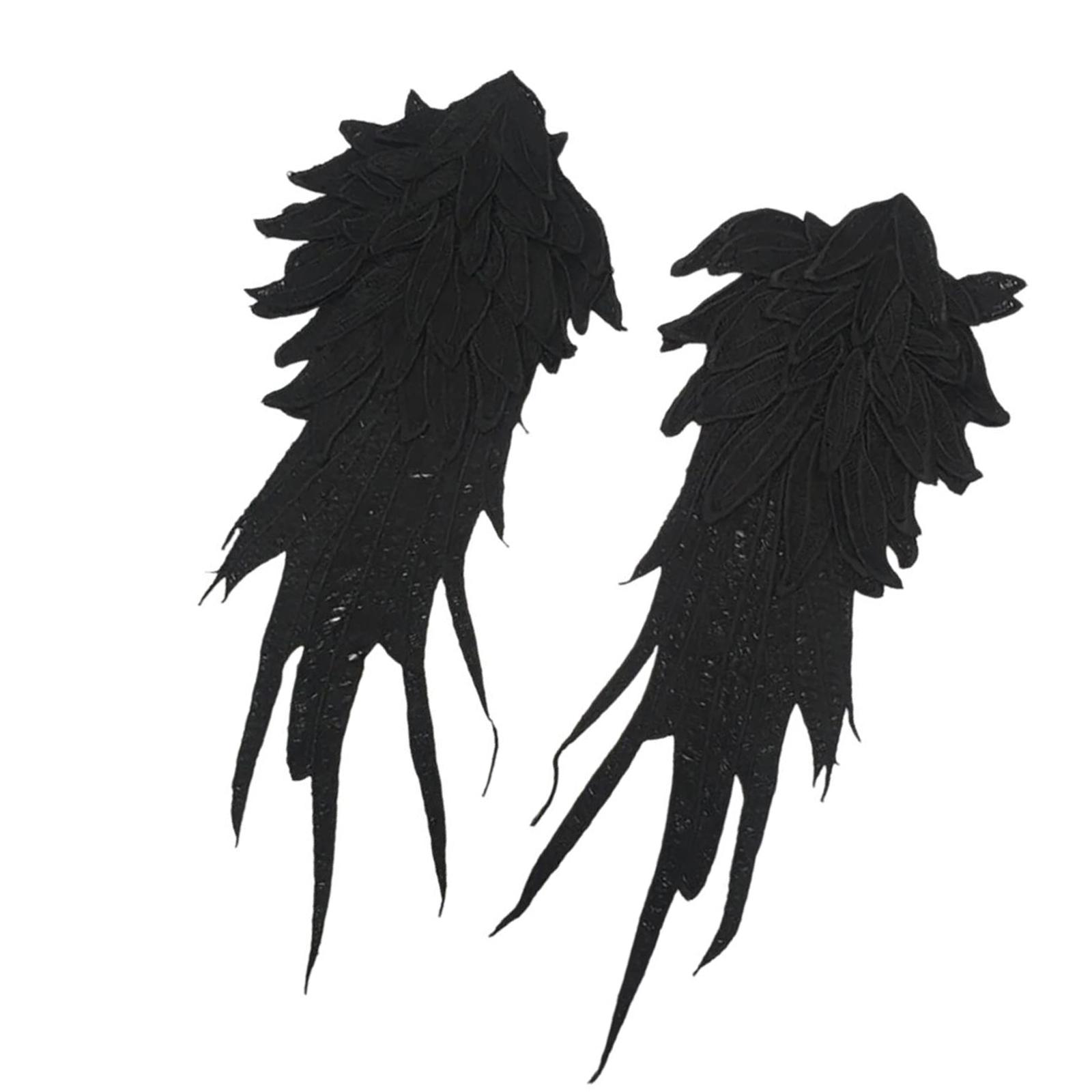 

2lots Sewing Angel Wing Embroidered Patches Cosplay Party Decorative Appliques for Unique Clothing Decoration чёрный