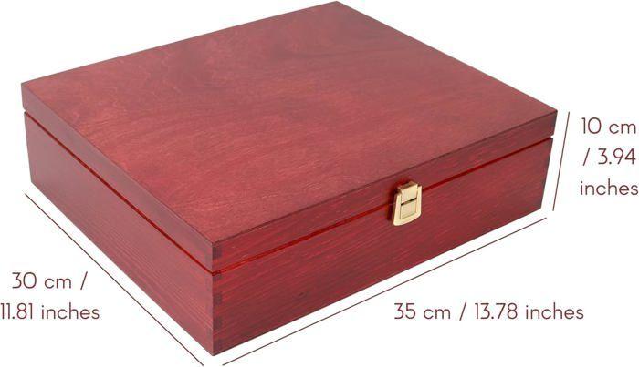 Coffret Cadeau Caisse à Vin en Bois Rouge Bourgogne - Creative Deco - Boîte de rangement - 3 Bouteilles